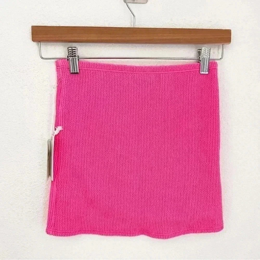 NWT Good American Bright Pink Always Fit Swim Mini Skirt, Size XXS-XS (2)